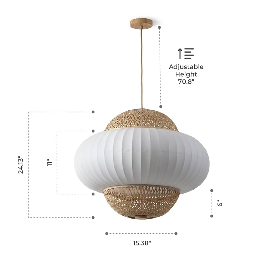 HIKARI北欧風 ナチュラル 木製 VidaLite Hikari - Large Japanese Boho-Chic Bamboo 4 Light